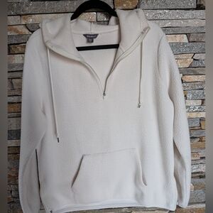 Women's Cream Color Fleece Quarter-Zip Sweater